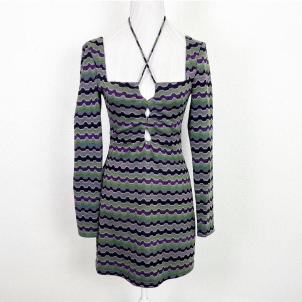 Zara Geometric Stripe Cut Out Dress